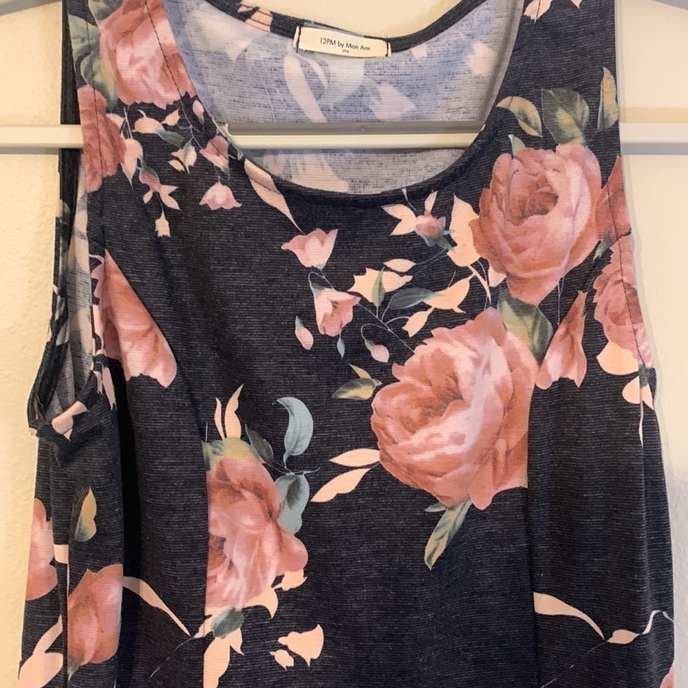 Navy Blue Floral Mini Dress With Pockets! - Picture 4 of 5